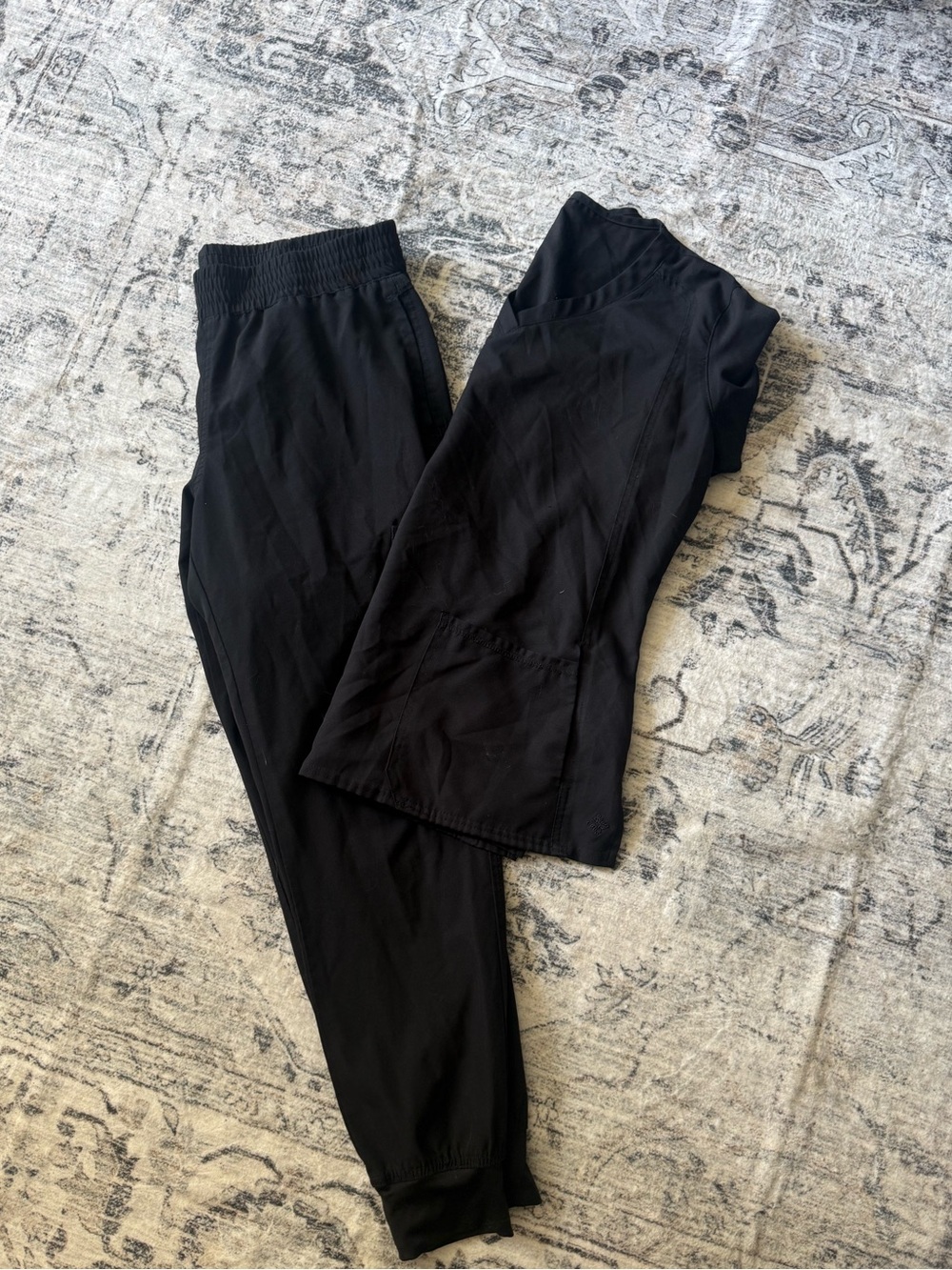 Med Couture Black Jogger two piece scrub set
